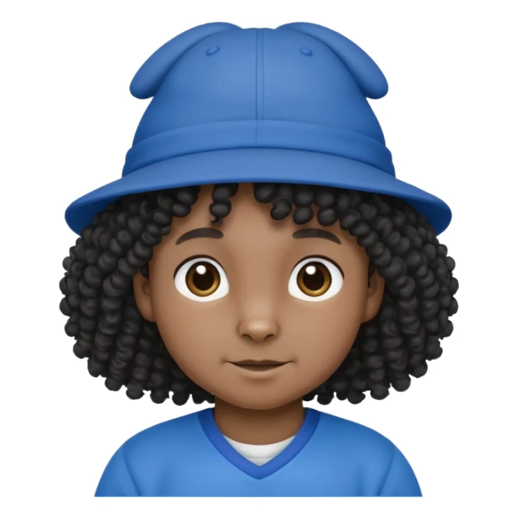 curly hair black rabbit with blue jersey and hat sticker