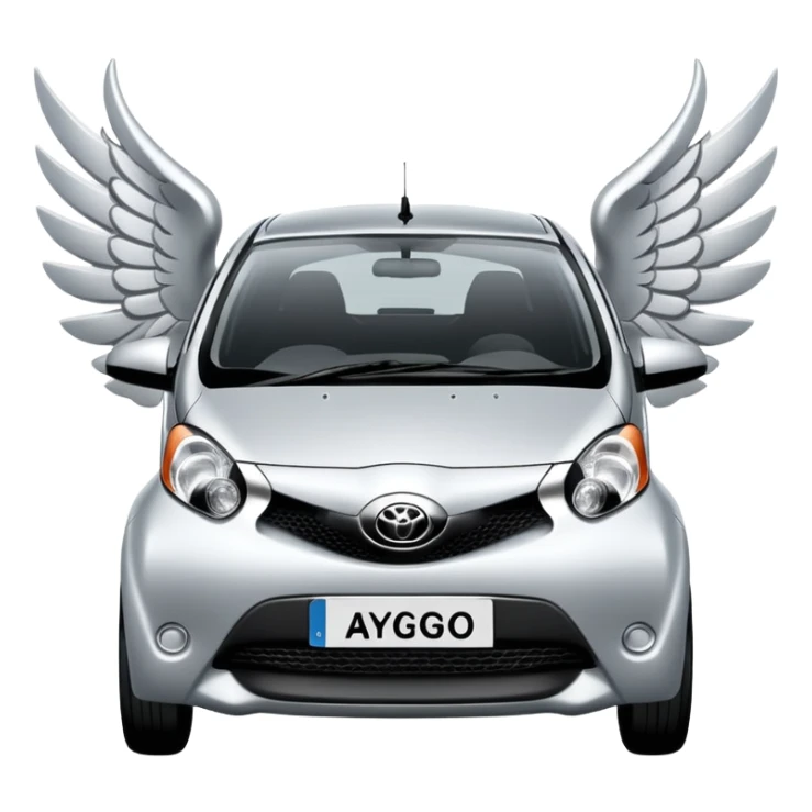 2008 Toyota Aygo Silver with Wings and Halo on top sticker