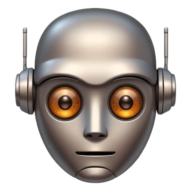 Emotional robot with brown eyes who is stiff sticker