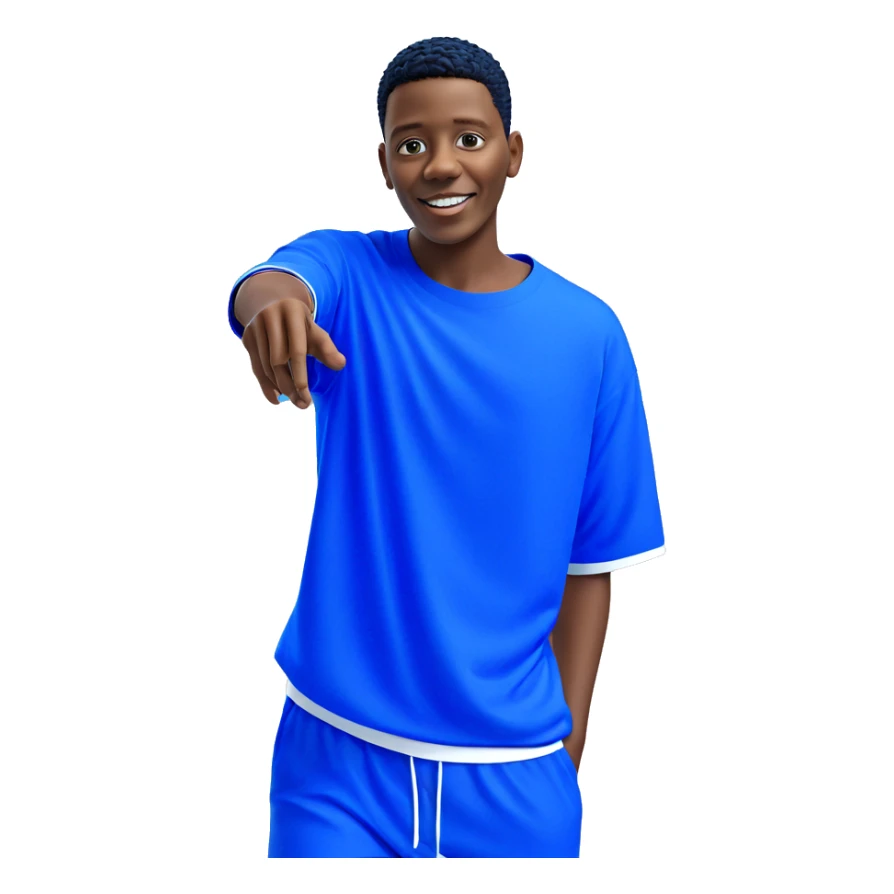 smiling boy in blue attire sticker