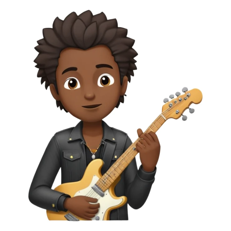 Musician's face and torso, confident smirk, half-closed eyes looking up, eyebrows showing confidence, rockstar hairstyle, no guitar, expression shows he's thinking about future success sticker