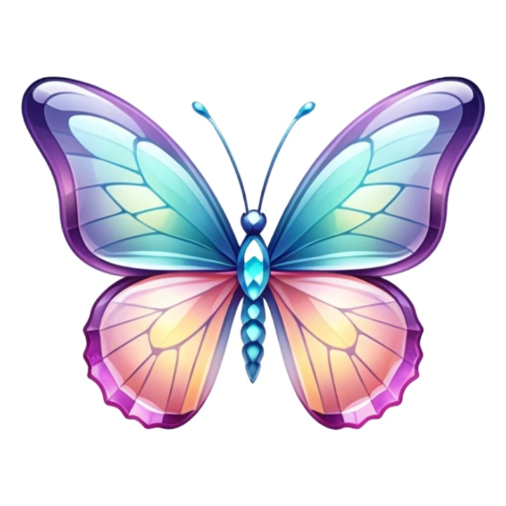 Shiny sparkly transparent colorful pastel glass-crystal-butterfly sticker