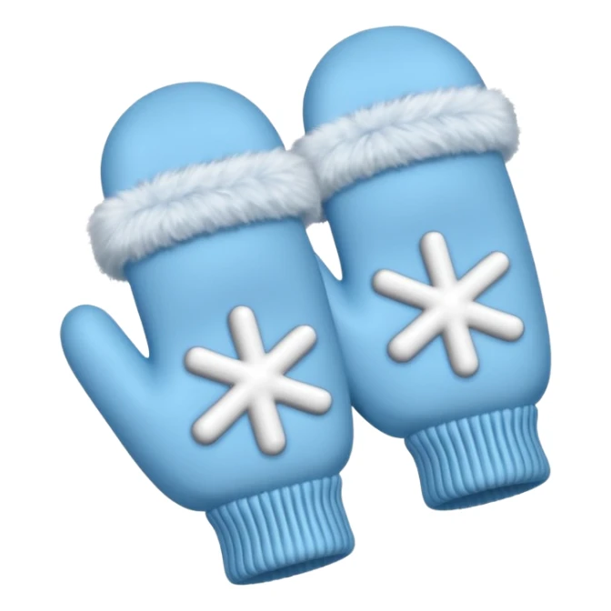 baby blue winter gloves fluffy sticker