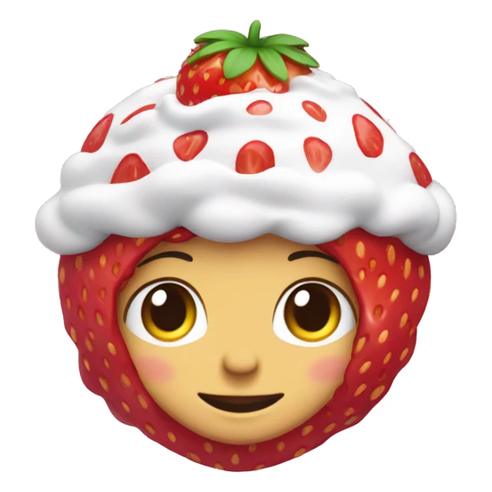 a strawberry shortcake with a strawberry on the top sticker