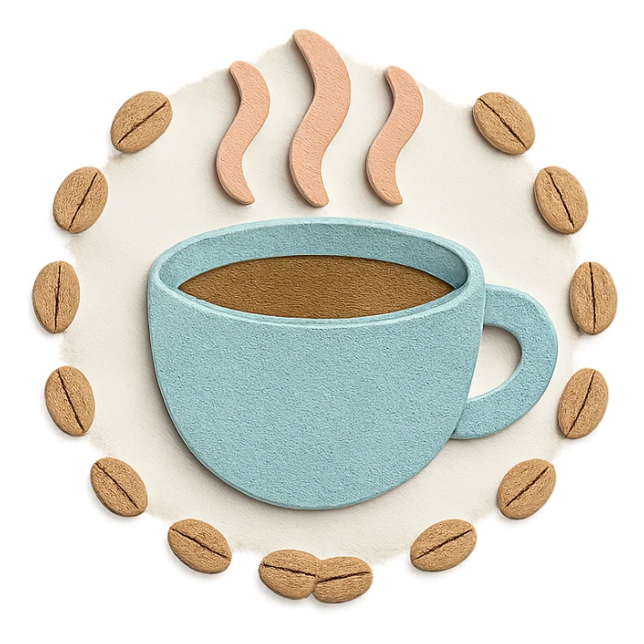 coffee bean trail border, soft pastel hand-drawn design sticker