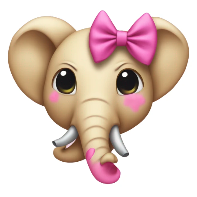 emoji face with a pink bow and eles about to cry sticker