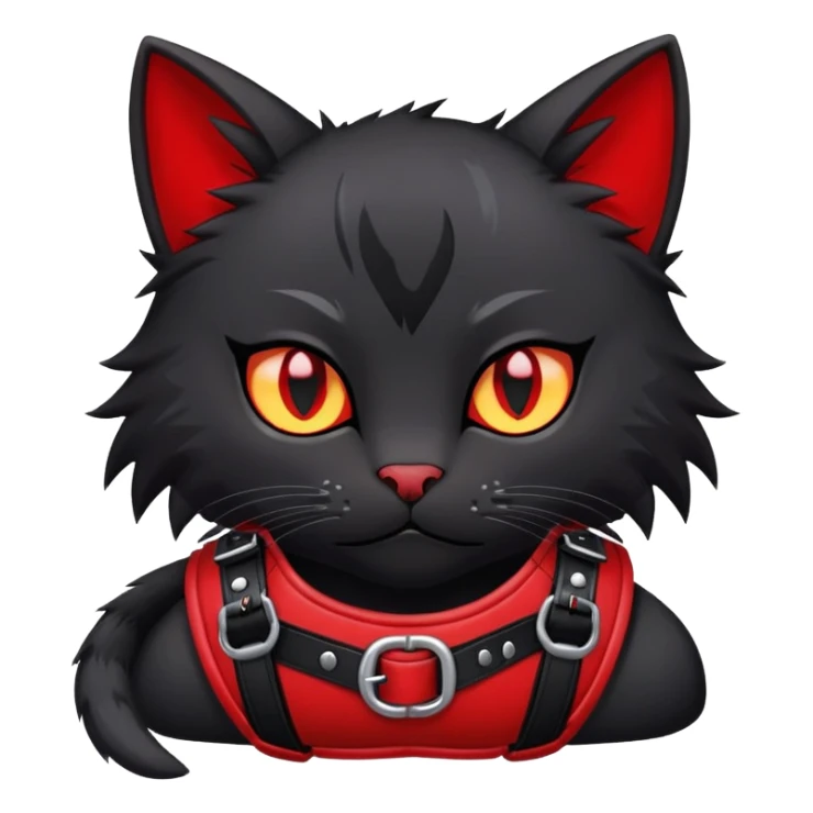 black cat edgy emo furry fursona with a red chest harness  sticker