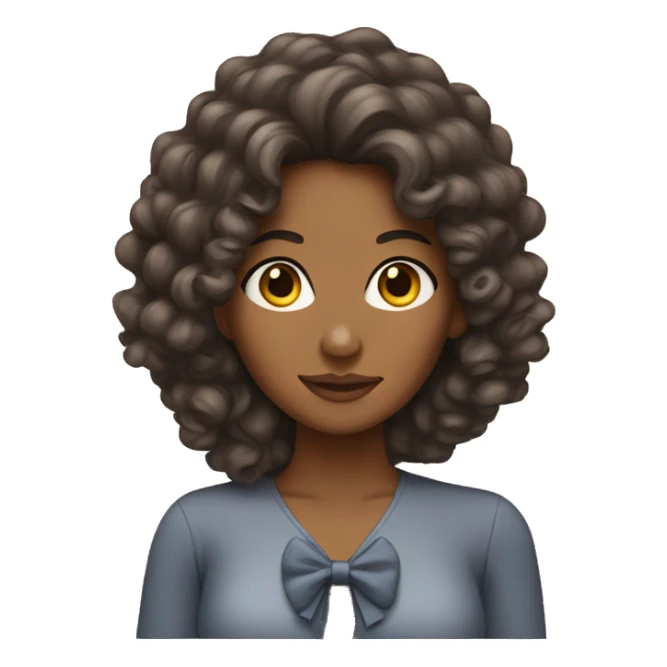 brownskin woman with long curly hair with bow sticker