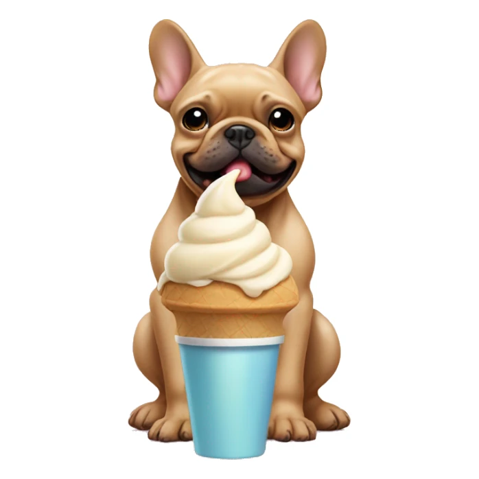 Tan Frenchie eating ice cream sticker