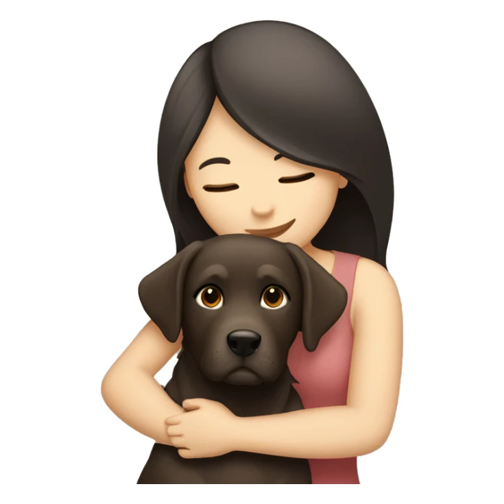 A dark hair girl hugging her beige labrador  sticker