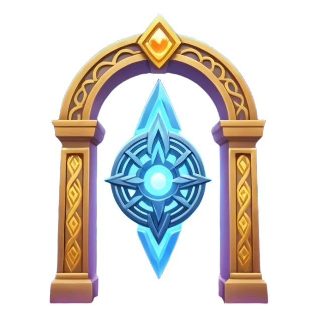 universe gate object icon, gigantic cosmic portal doorway, swirling galaxy energy inside, glowing starry aura, mystical space runes, fantasy sci-fi style, 3D cartoon, mobile game icon style, centered, clean background, no text, no watermark sticker