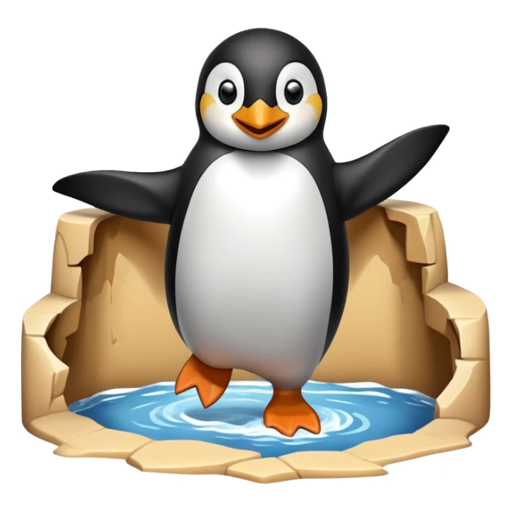 çukura atlayan ve ben kaçtım yazan bir penguen sticker