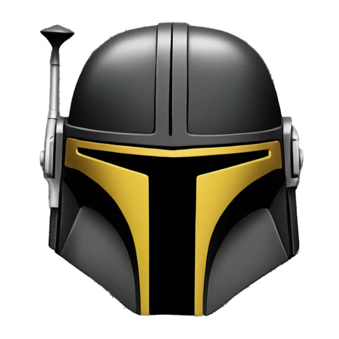 black and yellow mandalorian helmet with antenna sticker