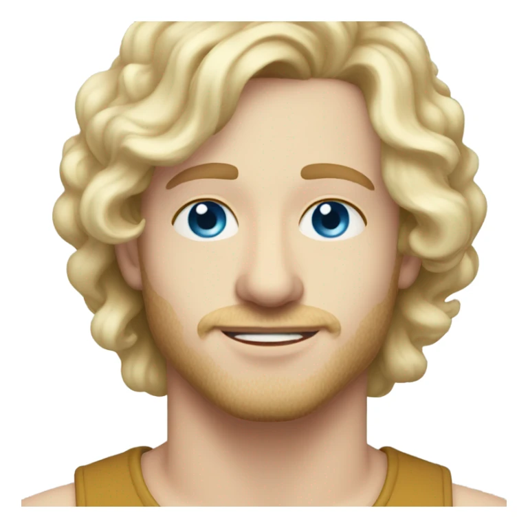 light curl blonde 30yo man blue eyed pale skin without moustache sticker