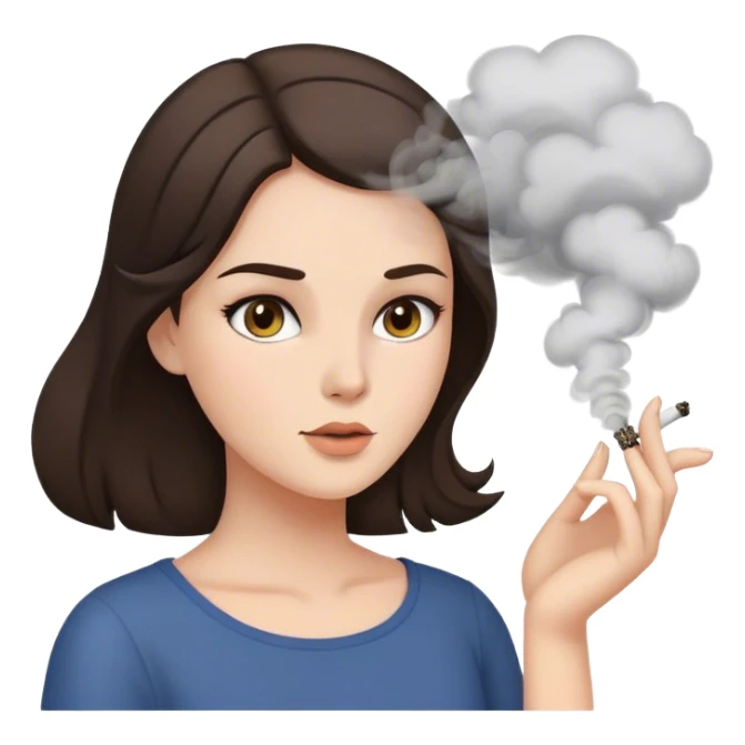 brunette woman with smoke blowing out of her head sticker