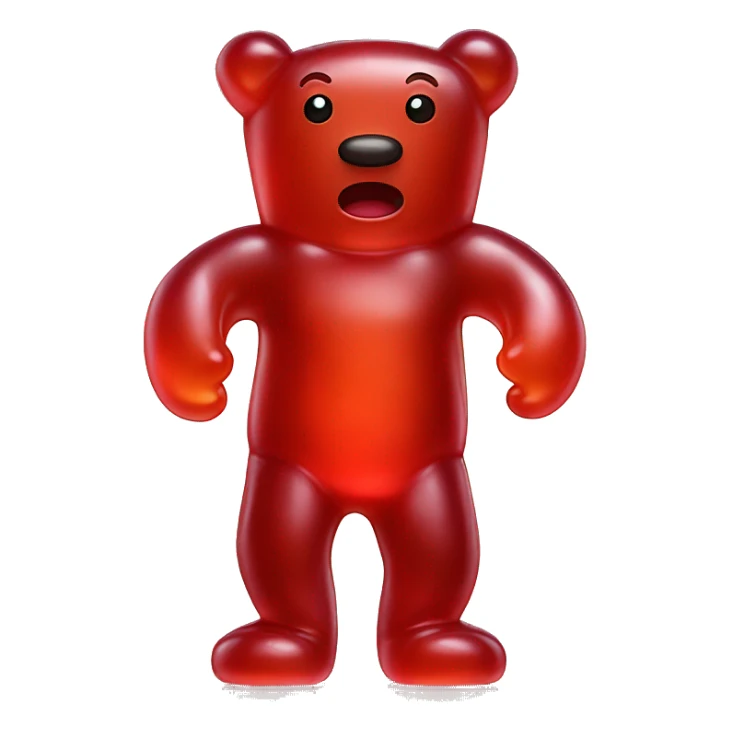 one isolated red jelly gummy bear full body sticker