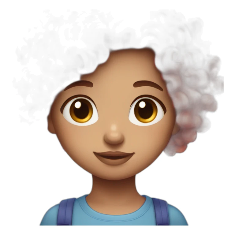 Cute girl with straight red and blue gradient curly hair sticker