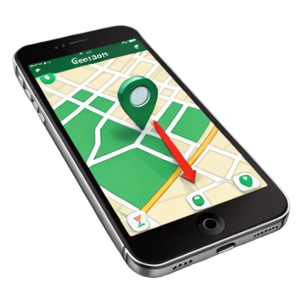 dark green geotag pointing to map on dark green iphone display sticker