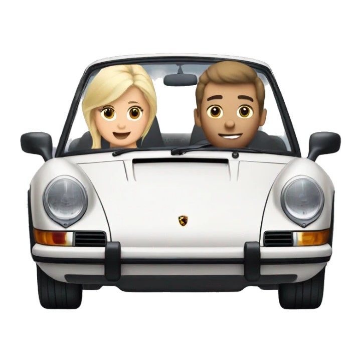 blonde girl and brunette guy driving a Porsche 911 sticker