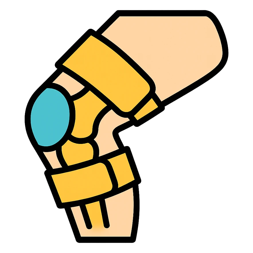 knee wearing a knee brace colored icon sticker