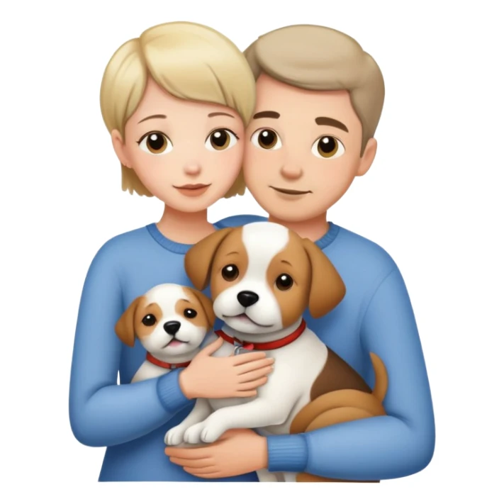 a shorthair girl with husband hugging a dog sticker