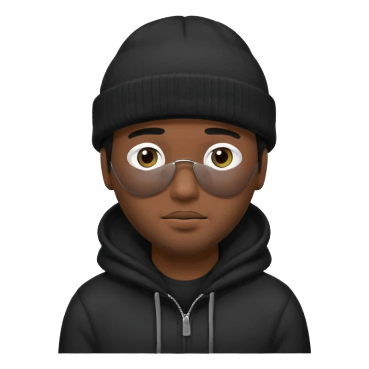 Hispanic man with black beanie hat that covers his eyes  sticker