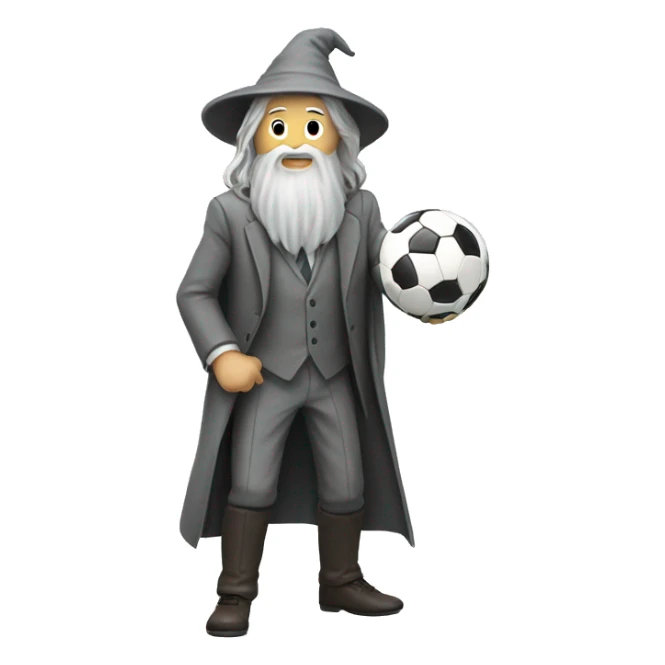 gandalf playing soccer wearing a suit sticker