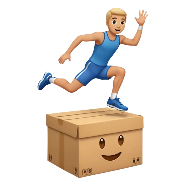 crossfit man emoji jumping onto a box athletic simple emoji style sticker