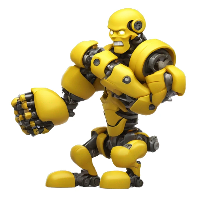 Flexing yellow mechanical cyborg bicep with shocks attached to arm sticker