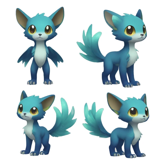 Cute cool shiny fantasy animal hybrid Fakemon full body sticker