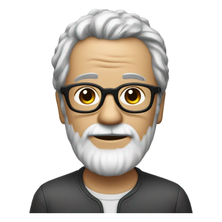 Man with thinning salt and pepper hair and glasses with a gray shitzu  sticker