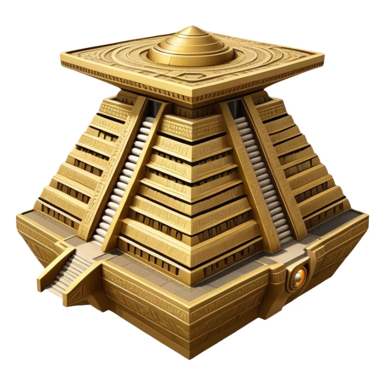 Annunaki spaceship, a massive floating ziggurat-like structure, blending ancient Sumerian aesthetics with high-tech propulsion systems sticker