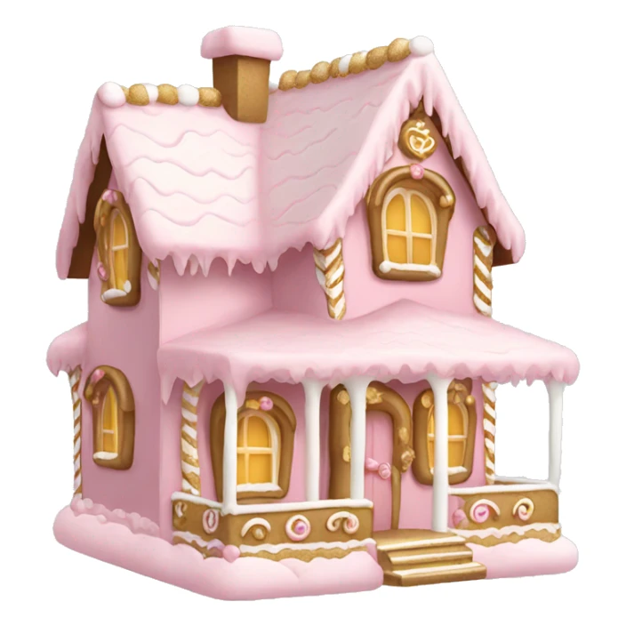 light pink and gold and white gingerbread house sticker