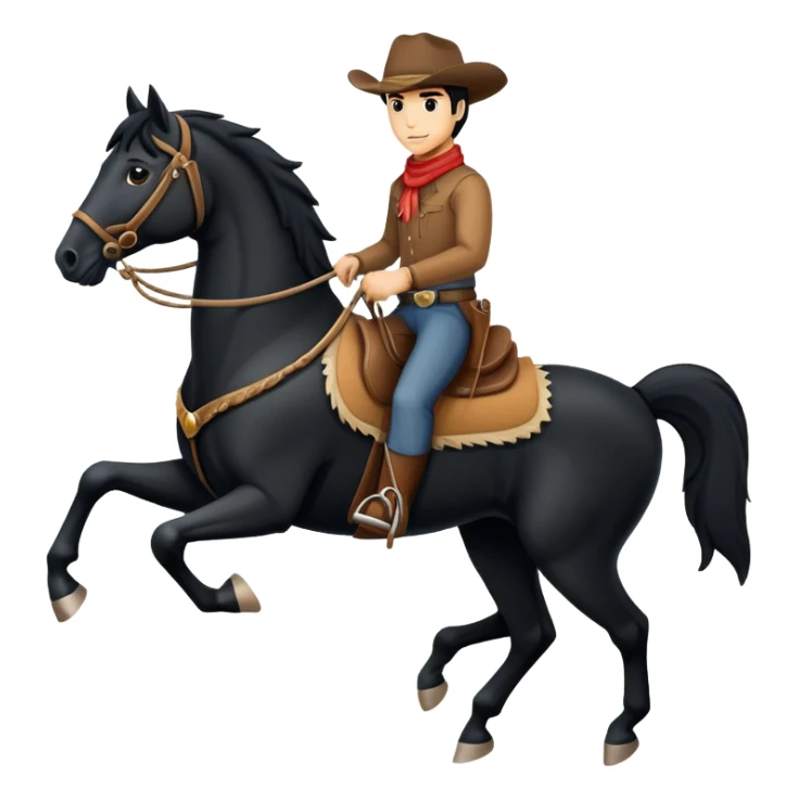 Cowboy montando um cavalo preto  sticker