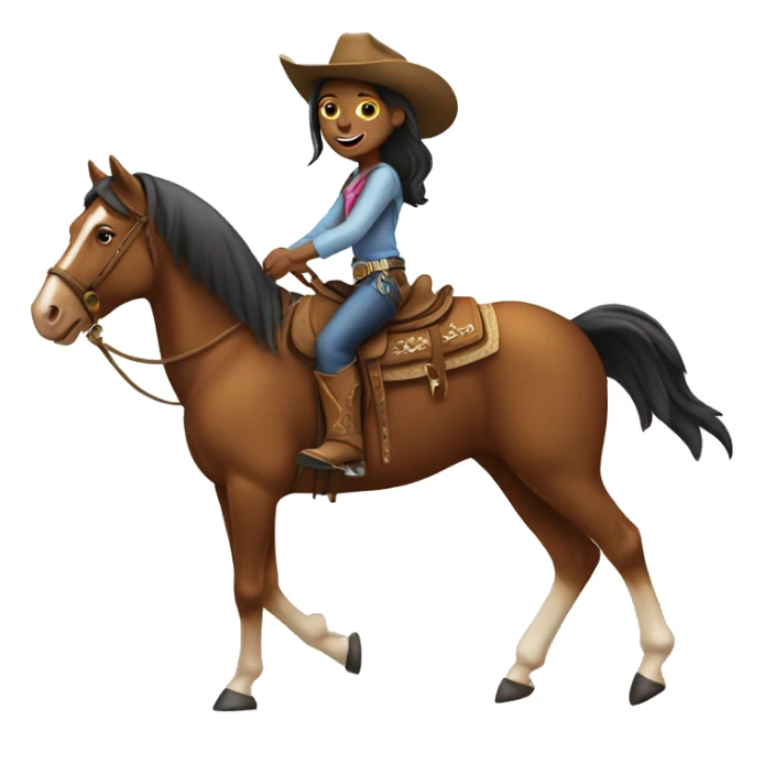 Girl with a cowboy hat riding a horse  sticker