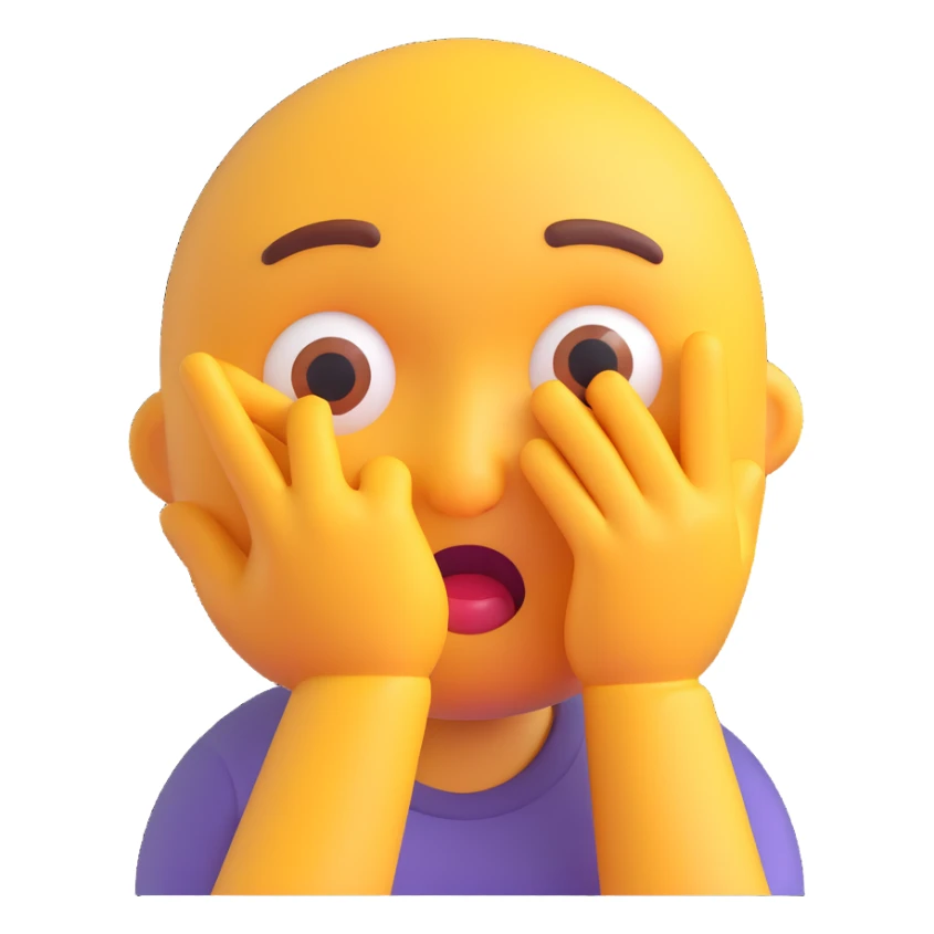 emoji character with a surprised expression, hand on cheek, as if saying 'whoa' sticker