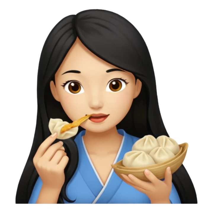 dumpling eat ginger woman long hair sticker