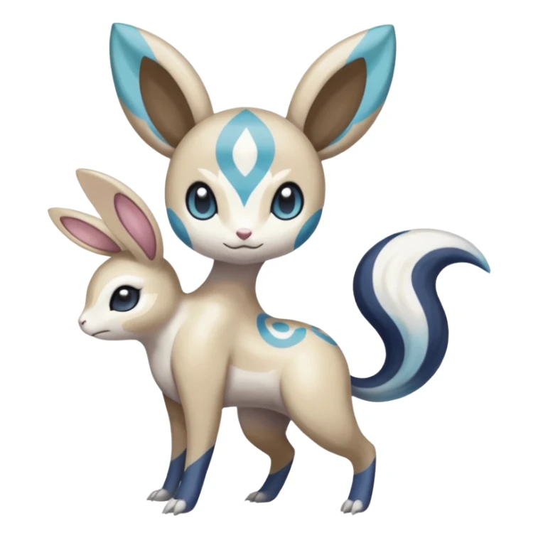 Colorful Skilled Adept Graceful Asian Painted Meloetta-Minccino-Absol-Emolga-Pachirisu-fusion-hybrid-creature (full body) sticker