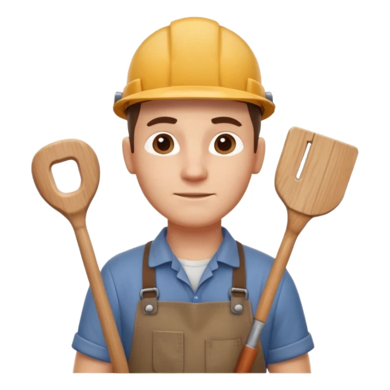 carpenter portrait, head and shoulders only, wearing work apron, wooden tools visible, focused friendly expression, workshop vibe, 3D cartoon, mobile game icon style, clean background, no text, no watermark
 sticker