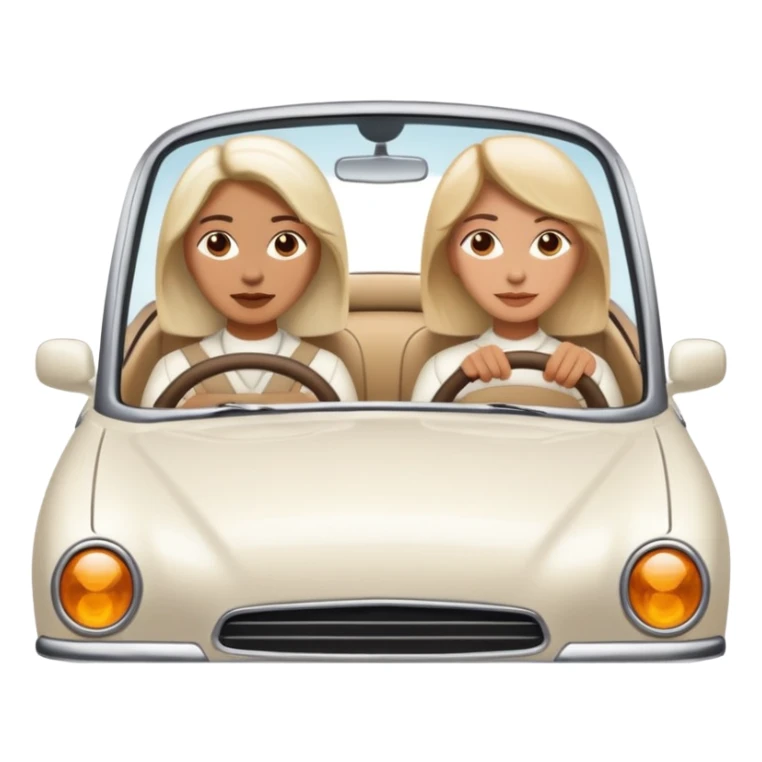 a man and a woman are driving in a white car sticker