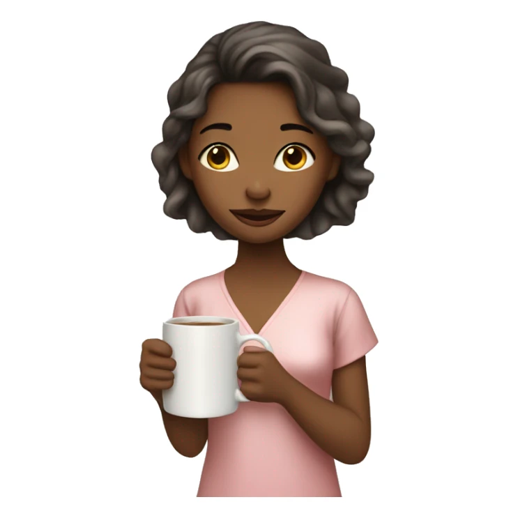 Girl with silk pajamas on with a mug in her hand sticker