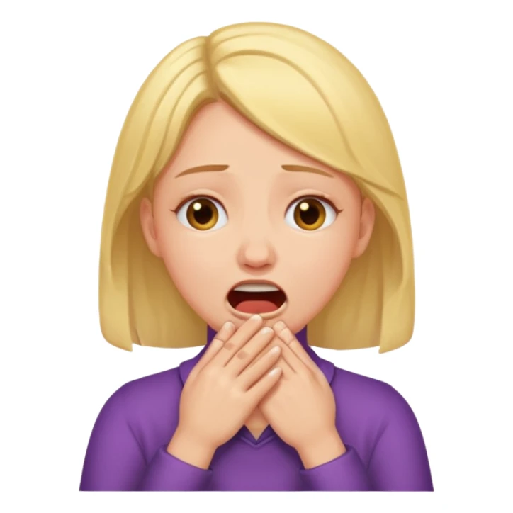 girl cringing with hands around throat sticker