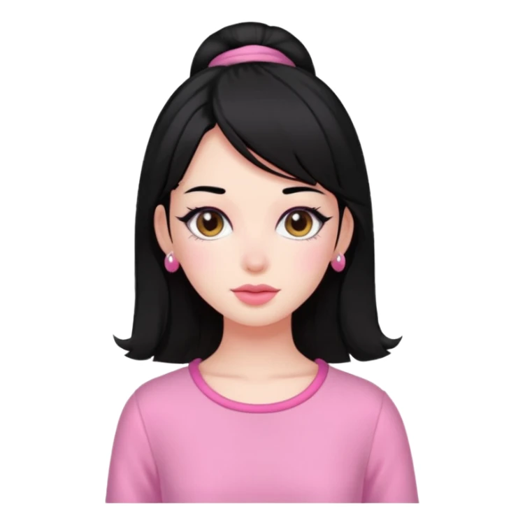 black hair pink clothes coquette vibes sticker