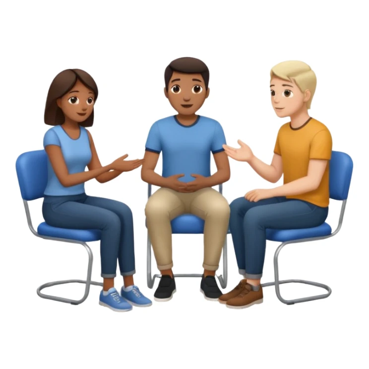 tre persone in cerchio su delle sedie che si parlano sticker