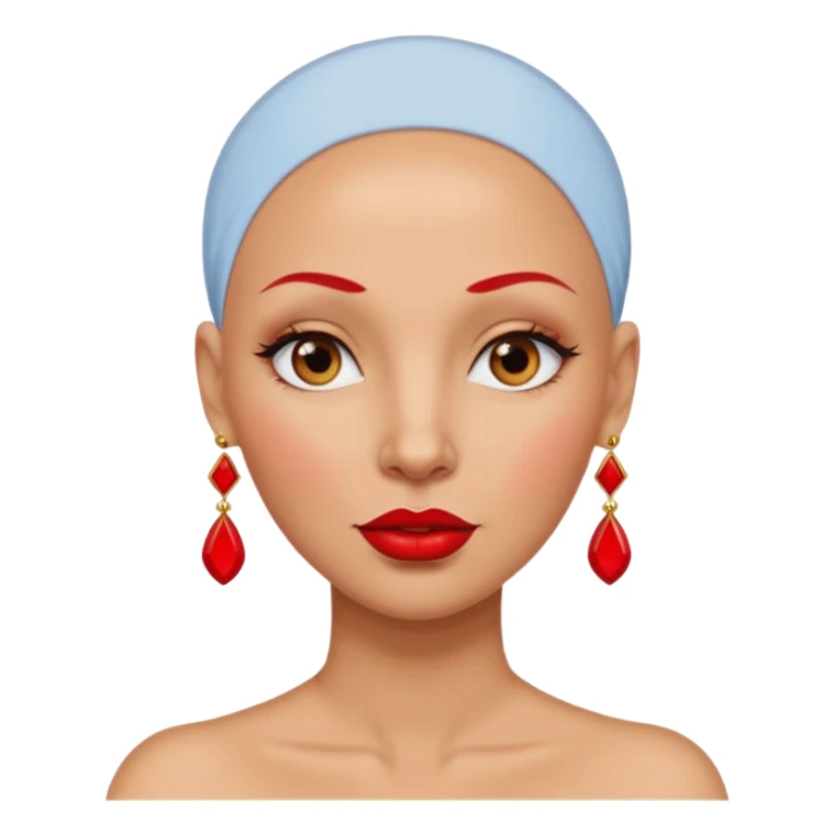 bald woman with red lips and big red earring sticker