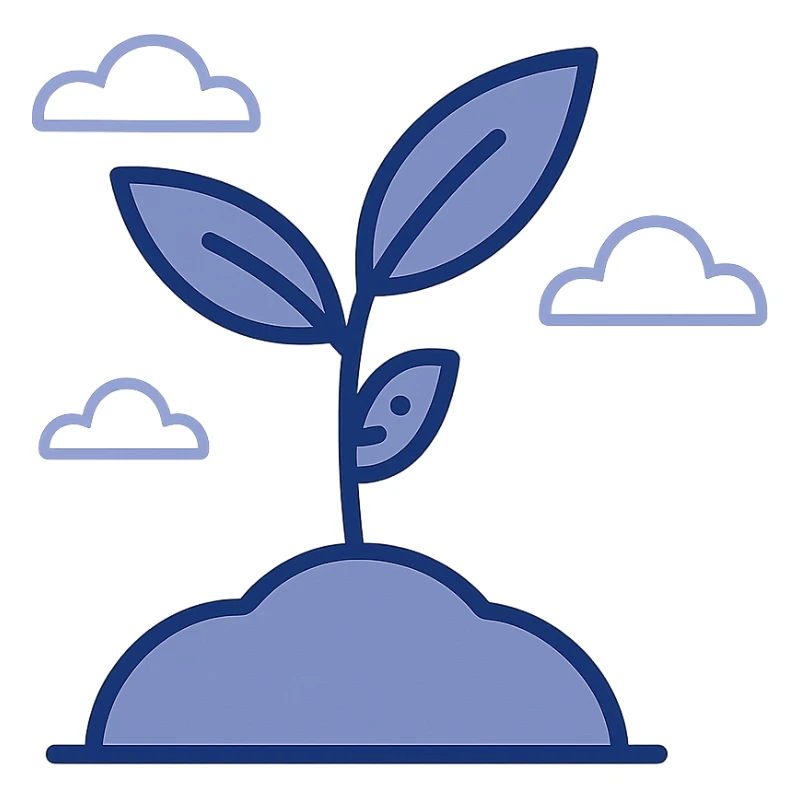 green plant sprout emerging from soil, minimal fresh, modern illustration style sticker