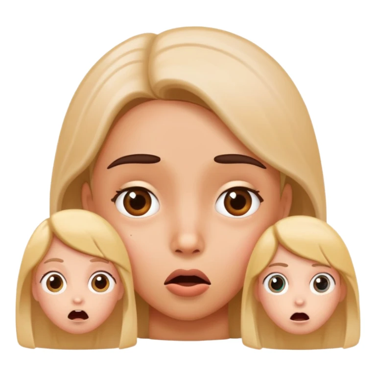 Face with mistake expression saying oops, followed by three girl symbols sticker