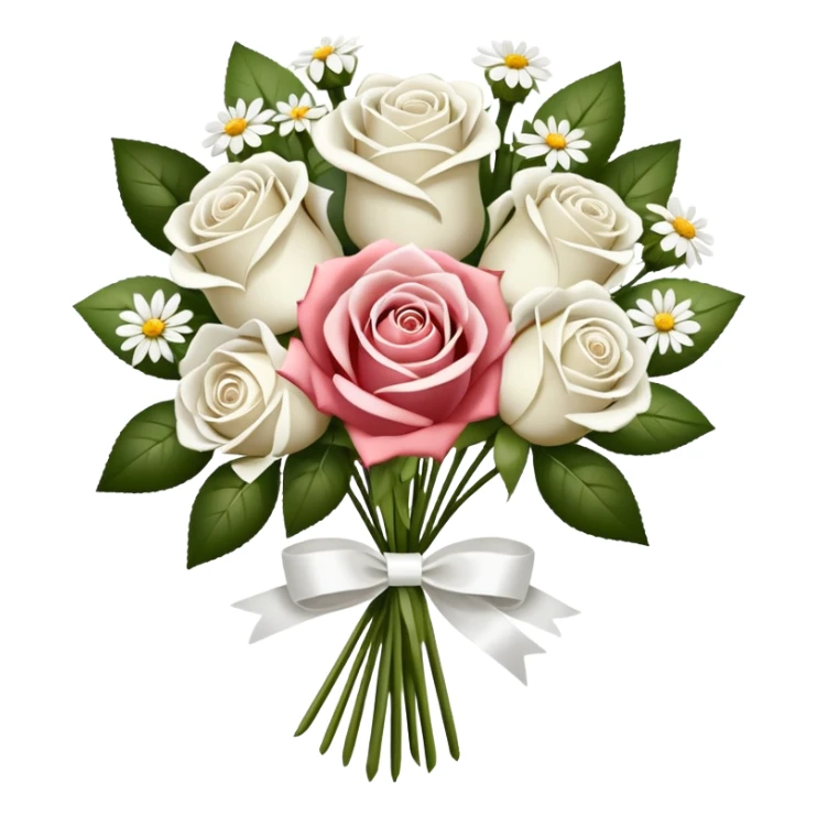 white wedding flower bouquet mixed florals - roses, white wildflowers sticker