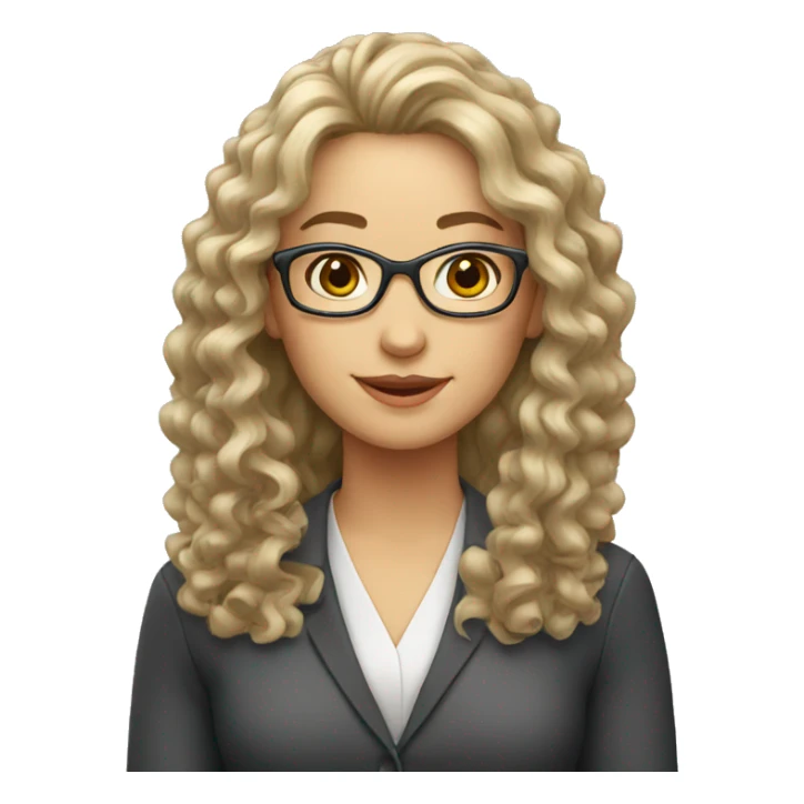 teacher woman, long perm hair sticker