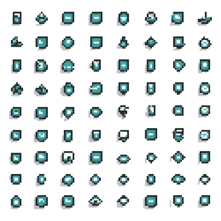 square minimal icons, space semiotic, black print on white background, square outline icons, minimalist symbols, transportation, economy, engineering, industry. Designed for signage.  sticker